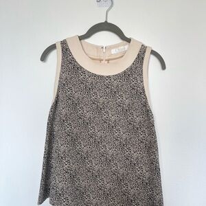 Chloé Tweed Sleeveless Top Beige Black Textured Knit